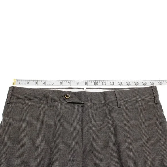 PT Torino NWOT Dress Pants Size 50 (34 US) Slim Fit In Gray Plaid Wool Blend